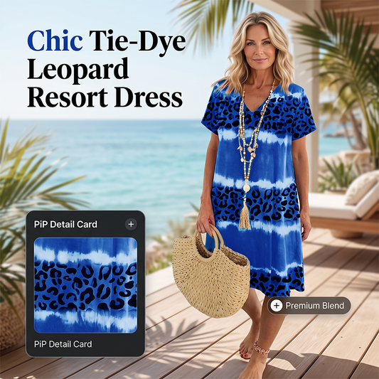 Dámské ležérní šaty s tie-dye leopardím vzorem a výstřihem do V