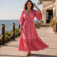 🌸👗 Dámské šaty s potiskem a výstřihem do V – Volný střih, elegantní vzor, lichotivá silueta pro romantický vzhled od každodenního nošení po speciální příležitosti 🌿💃