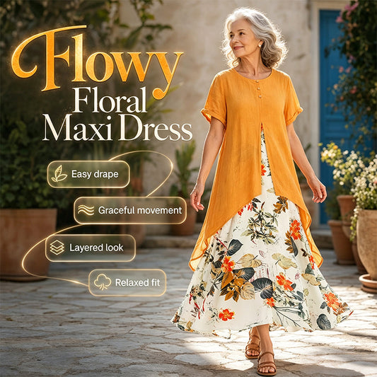 🌸 49% OFF NOW! 🌸Dámské vrstvené květinové šaty pro volný čas