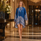 👗🌊Dámské retro šaty s vysokým límcem a pelerínou s květinovým vzorem — elegantní, nadčasové✨