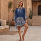 👗🌊Dámské retro šaty s vysokým límcem a pelerínou s květinovým vzorem — elegantní, nadčasové✨