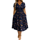 🌺👗Dámské šaty s výstřihem do V, květinovým vzorem a zkrouceným pasem