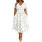 🌺👗Dámské šaty s výstřihem do V, květinovým vzorem a zkrouceným pasem