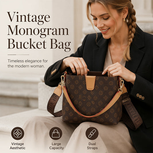 👜💼 Elegantní kabelka přes rameno pro ženy – vintage PU monogram, nastavitelný popruh, praktická elegance od kanceláře po každodenní nošení, bez námahy 🌸🏙️