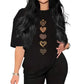 Dámské volnočasové tričko s krátkým rukávem s potiskem srdce