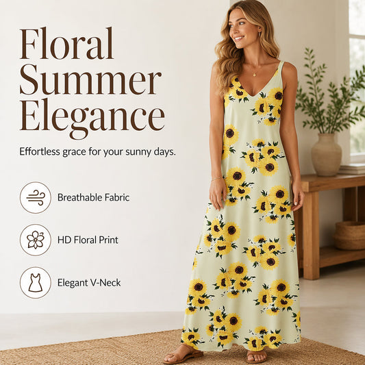 👗✨ Letní šaty „maxi“ s květinovým vzorem, ramínky a výstřihem do V – lehké, vzdušné, 10 modelů, velikosti S–5XL 🌻🌺