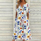 👗✨ Vintage šaty s květinovým vzorem, délka ke kolenům, výstřih do V, rukávy se šňůrkou a kapsy – lehké, prodyšné, 8 barev, velikosti S–3XL 🌸🌿