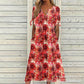 👗✨ Vintage šaty s květinovým vzorem, délka ke kolenům, výstřih do V, rukávy se šňůrkou a kapsy – lehké, prodyšné, 8 barev, velikosti S–3XL 🌸🌿