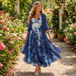 ⭐👗 Sada květinových maxi šatů a pleteného kardiganu – krajková patchwork a vlající sukně pro přirozenou eleganci ✨