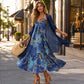 ⭐👗 Sada květinových maxi šatů a pleteného kardiganu – krajková patchwork a vlající sukně pro přirozenou eleganci ✨