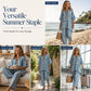 ✨👗Dámský dvoudílný volnočasový set, volného střihu s výstřihem do V, v pruhovaném provedení