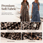 👗 Dámské šaty s leopardím vzorem, maxi, s kapsami, casual s krátkým rukávem, dlouhé šaty