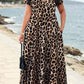 👗 Dámské šaty s leopardím vzorem, maxi, s kapsami, casual s krátkým rukávem, dlouhé šaty
