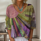 🎨✨ Dámská Retro Halenka s V-Výstřihem – Umělecký Plátěný Vzor, Boho Styl, S–2XL 🌈