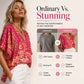 ✨👚Dámské top s výstřihem do V, boho vzorem a rukávy ve tvaru netopýřího křídla