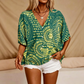 ✨👚Dámské top s výstřihem do V, boho vzorem a rukávy ve tvaru netopýřího křídla