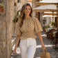 🎉 2026 Sale — Over 19,000 Sold! 🌸 Polka-Dot Top – Fitted Waist, 3/4 Sleeves – Effortless Style from Desk to Dinner! ✨