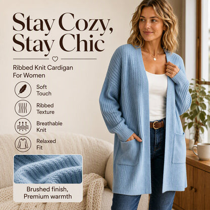 🍂Výprodej-50% SLEVA💙Každodenní žebrovaný kardigan🧶Lehký, lichotivý a stvořený pro britský podzim