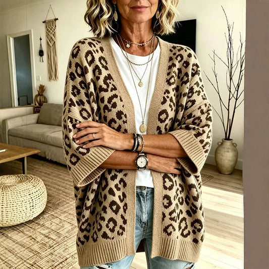 🐆Dámský leopardí vzorovaný pletený kardigan Chickig