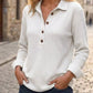 🧶✨ Dámský vafle úplet s dlouhým rukávem – Henley top – útulný, lichotivý a bez námahy stylový