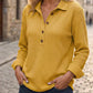 🧶✨ Dámský vafle úplet s dlouhým rukávem – Henley top – útulný, lichotivý a bez námahy stylový
