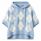 🧶 Útulný retro styl | Dámský oversized pletený svetr s kapucí a kosočtvercovým vzorem a bočními rozparky