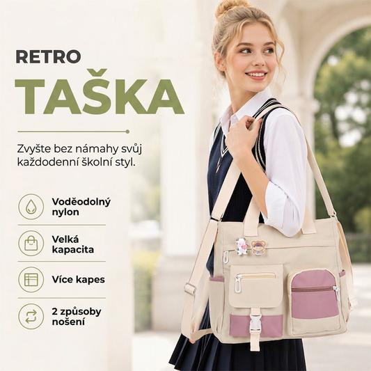 Plátěná taška typu tote s velkou kapacitou a více kapsami