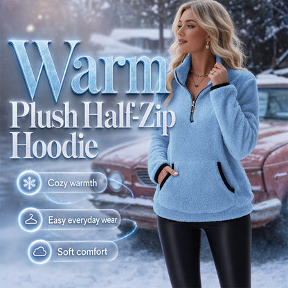 👚✨Dámská mikina s polovičním zipem a hřejivým plyšem✨